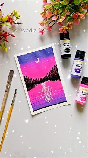 Anyone Can Paint This Easy Acrylic Scenery 🎨 #shorts