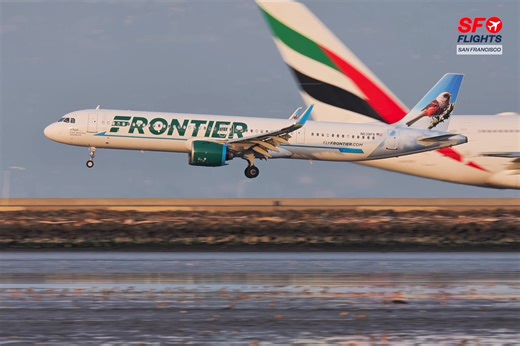 Smooth Touchdown at SFO 🛬 Frontier Airbus A321neo (N638FR) Arriving from Las Vegas 🎰 @flyfrontier -- #sfflights #frontierairlines #airbusa321 #a321neo #planespotting #sfoairport #flysfo #avgeek #fblifestyle | SF Flights