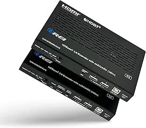 OREI 4K eARC HDMI Extender Balun HDBaseT 3.0 UltraHD 4K @ 60Hz 4:4:4 Over Single CAT5e/6/7 Cable with HDR, LAN, ARC & IR Support, RS-232 Up to 330 Ft Audio Out - Power Over Cable - LAN Out