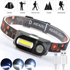 [Hot Item] Small Strong LED Night Fishing Flashlight Hiking Headlight USB Charging