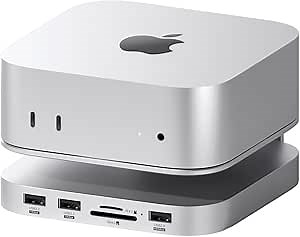 Hagibis Mac mini M4 Hub & Stand with SSD Enclosure, 3 in 1 USB Type-C Docking Station with M.2 NVMe SSD Case, 4K@60Hz HDMI, 10Gbps USB3.2 Gen2, SD4.0, TF4.0, 5V/2A Power Supply for M4 Pro (MC60H)
