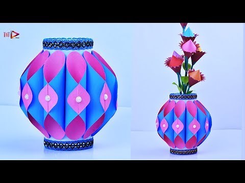 How to Make Paper Flower Pot Easy | Handmade Beautiful Flower Vase at Home | DIY Craft Ideas