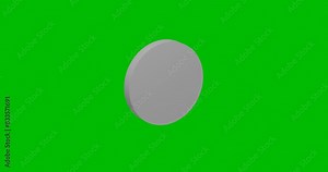 Animation of rotation of a white circle with shadow. Simple and complex rotation. Seamless looped 4k animation on green chroma key background