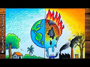 easy painting of environment day||how to draw global warming