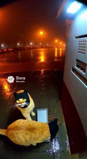 Midnight ATM Robbery… But They’re Cats 😂🐱