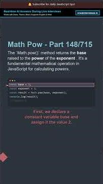 🎯 Math Pow Method - Part 148/715 - Clean Code Practice #shorts #javascript