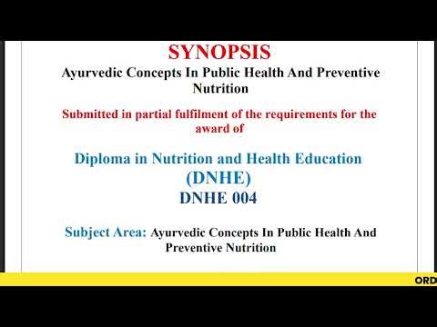 IGNOU DNHE 004 FULL SYNOPSIS Ayurvedic Concepts In Public Health | 100% Approved Topics & Format
