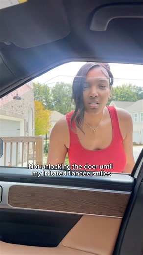 Not unlocking the door until my irritated fiancée smiles #shorts #couple #prank #briaanddrew