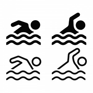Swimming Icons Vector Pack: Swimmer & Wave Symbols (SVG, EPS, AI Files) - Etsy Canada