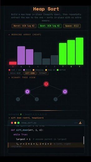 Heap Sort #python #programming #computerscience #heap #heapsort ‪@ilovealgorithms‬