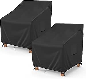 MR. COVER Outdoor Chair Covers Waterproof, Patio Furniture Covers for Rocking Chair, Fits up to 35W x 37D x 36H Inches, Air Vent and Handles Included, Black, 2 Pack