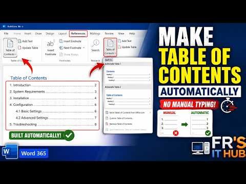 How to make a Table of Contents Automatically in ms word (No Manual Typing)