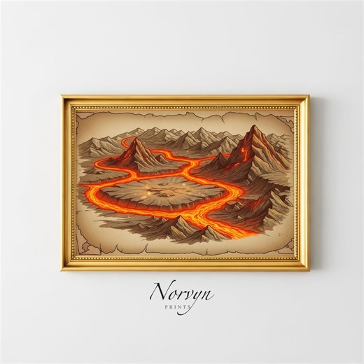 Vintage Fantasy Lava Map Illustration – Volcanic Mountains & Fire Lands Art - Etsy Australia