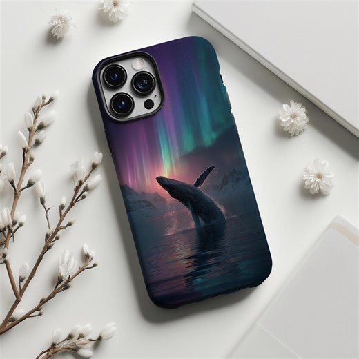 Aurora & Humpback Whale Phone Case,dreamy Polar Ocean Nature Print,for iPhone 17 16 15 14 13 12 11 Pro Max,samsung S26 S25 Ultra,magsafe - Etsy