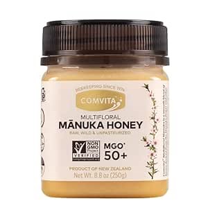 Comvita Manuka Honey MGO 50+ Multifloral - Raw Manuka Honey New Zealand, Pure & Unpasteurized for Tea & Wellness, Superfood Sugar Alternative, Wild, Non-GMO - 250g (8.8 oz)