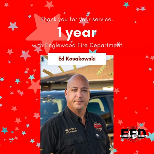 Today we’re proud to celebrate Fire Inspector Ed Kosakowski’s one-year anniversary with Englewood Fire! 🎉 Ed brought a wealth of experience with him when he joined our team. Before coming to EFD, he served with the Syracuse Fire Department, building a long and respected career before retiring at the rank of Captain. His knowledge and professionalism have made a big impact here in just one year. What many may not know is that Ed is also a scuba dive master instructor qualify to teach future dive