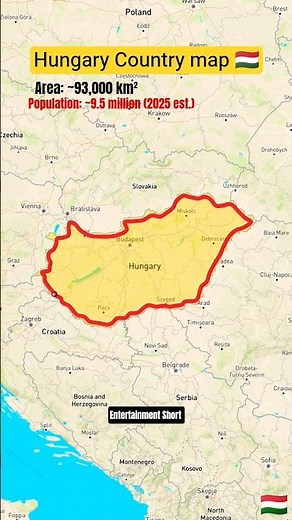Hungary Country map 🇭🇺 Population: ~9.5 million (2025 est.) #Hungary #location #map #history