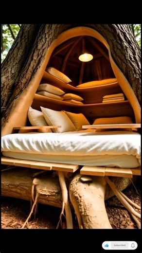 Ancient Tree Trunk Transformed into a Luxury Bedroom #shorts