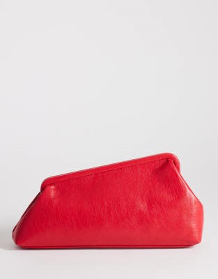 Topshop anna medium angular clutch bag in red | ASOS