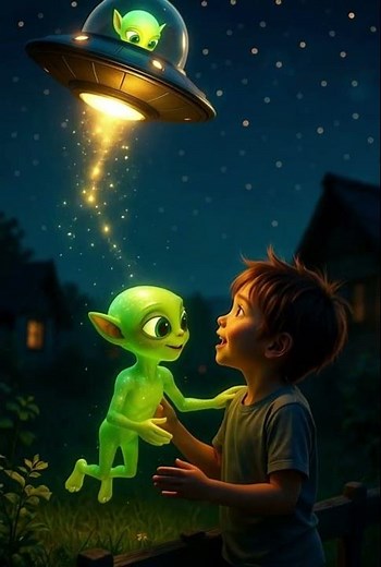 Child & Alien Best Friends 👽💚 Magical Cartoon