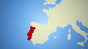 Portugal map animation 4K, Europe, world geography location visualization