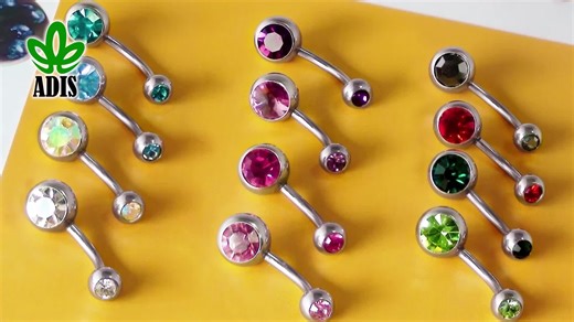 Sexy Navel Belly Button Rings 14G Double Round Cubic Ombligo Body Jewelry