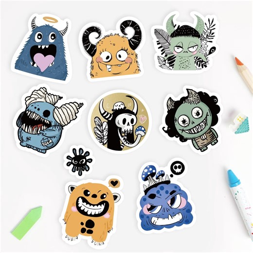 Monster Sticker #011 / Original Design, Cute Vinyl Sticker, Matte Synthetic Paper, Handmade Sticker for Laptop/journal/planner - Etsy