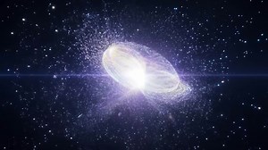 Download Dynamic light particles scatter and regroup, creating cosmic patterns. for free