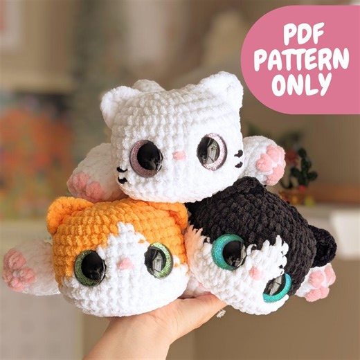 Crochet Cat Pattern PDF: Laying Kitten, Splooting Tuxedo Cat - Etsy
