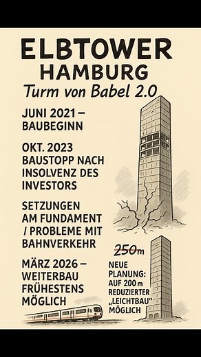 Elbtower Slam Babel 2.0 Hamburg will hoch hinaus, 245 Meter in den Hafenhimmel, doch schon bei hundert Metern wackelt der Boden wie ein alter Teppich, unter dem man jahrzehntelang die Probleme kehrte. „Setzungen“, sagt der Statiker, „Schieflagen“, flüstern die Schienen, und die S-Bahn rauscht vorbei, als wüsste sie schon, dass sie das Zittern zuerst spürt. Wie viele Stockwerke braucht es, um den Boden zu beruhigen? Fünf? Zwanzig? Hundert? Oder wäre die Antwort nicht: gar keines mehr, weil kein H