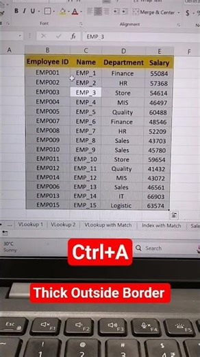 Thick Outside Border in Excel #outsideborder#border #bestexcelshortcuts #exceltipsandtricks