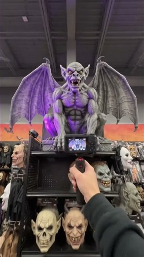 🎃😱 Exploring a Halloween Store! Scary Clown & Giant Gargoyle!