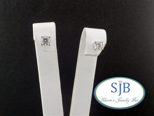LAB Diamond Studs, 14k White Gold 1ct Round Brilliant Lab Created Diamond Stud Earrings, Anniversary Earrings, April Birthstones, #E2144 - Etsy
