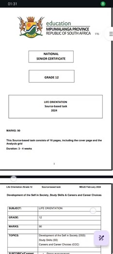 Grade 12 Life Orientation Source Based Task Guide