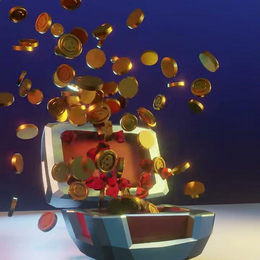 Blender 3D Low Poly Treasure Chest, Coin Explosion Animation