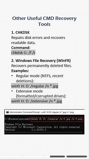 Recover deleted or hidden files using reliable CMD tools. #filerecovery