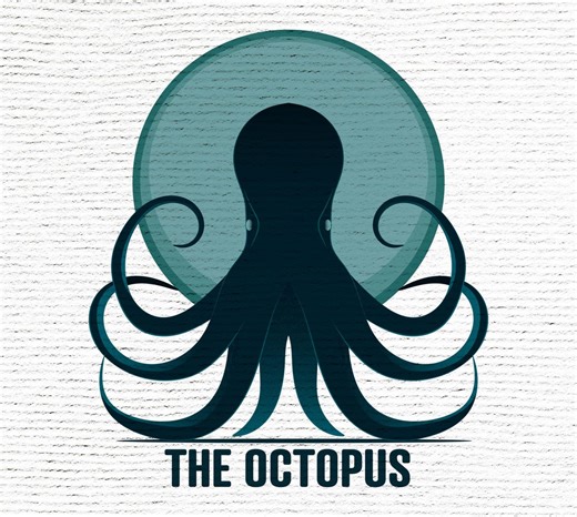 The Octopus – Modern Minimal Dark Flat Ocean Animal Illustration Art for T-shirt & Print PNG - Etsy