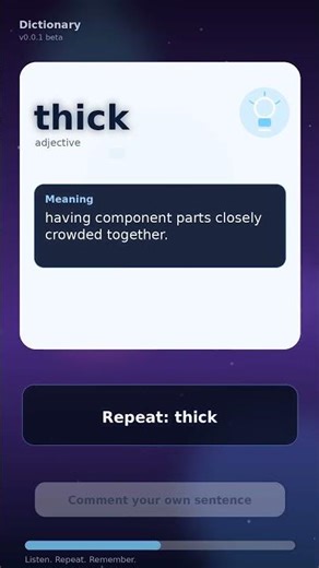 Thick Meaning: having component parts closely crowded... #shorts
