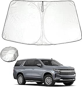 ROCCS Windshield Sunshade UV Ray Reflector Compatible with Chevy Tahoe GMC Yukon 2021-2025 Front Window Sun Shade Shield Cover Foldable Reflective Sun Visor