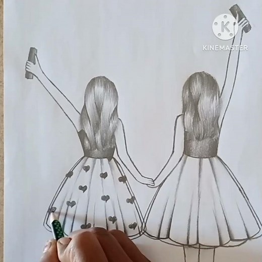How to draw two girls best friends forever 💗#bestfriend #bffdrawing #bff #drawing #girldrwaing #art