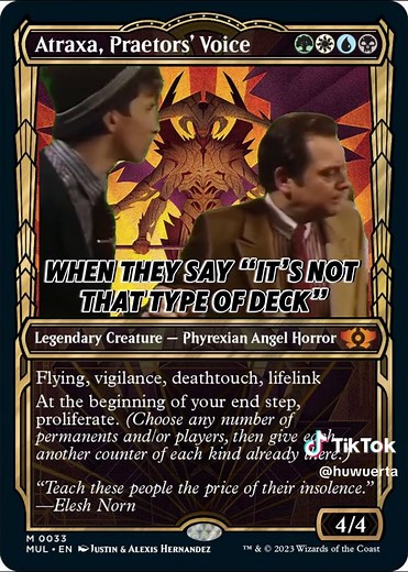 How would you build an Atraxa deck? Poison? 1/ 1 counters? Superfriends? I have a secret lair copy of Atraxa and one day I’ll build her as THAT deck #magicthegathering #mtg #mtgtiktok #mtgcommunity #magicthegatheringcards
