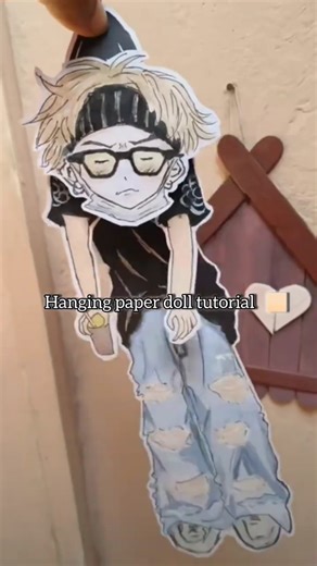 Hanging paper doll tutorial!! #fypシ #papercraft #viral #subscribe #tutorial #trending #shorts #feed