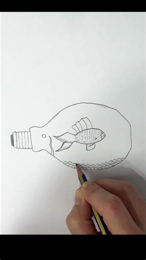 How to Draw a Fish Inside a Light Bulb | Creative Pencil Sketch Step by Step