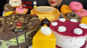 7.3K views · 92 reactions | ASMR EATING CHOCOLATE CAKE,RED VELVET CAKE,MANGO CAKE,DONUTS,CUP CAKE,DONUT | Spice Asmr | Facebook