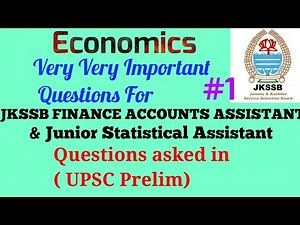 JKSSB FINANCE ACCOUNTS ASSISTANT| MCQ'S on Economics Previous years Question PAPER|Important