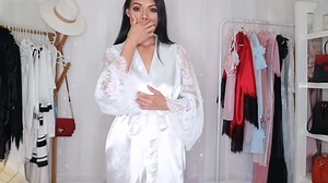 Watch Women Satin Robe Plus Size Kimono Robe with Oblique V-Neck on Amazon Live