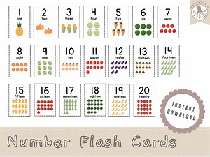 Number Flashcards | Preschool Flashcards | 1-20 Flash Card | Flashcard Printable | Number Cards | Montessori Flash Card | Preschool Activity - Etsy