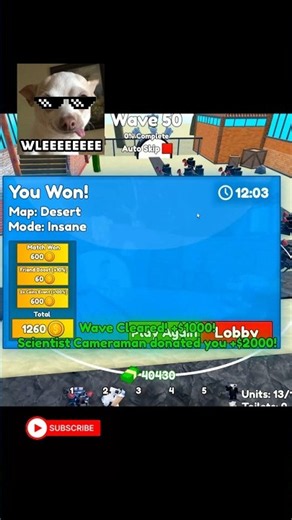 Beating INSANE only with Plunger Units in Cameraman Tower Defense Roblox