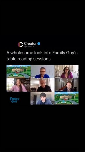 Creators | Entertainment | Culture on Instagram: "A wholesome look into Family Guy’s table reading sessions. Most fans never get to see how an animated episode actually comes to life. These table reads bring together the entire voice cast — Seth MacFarlane, Mila Kunis, Seth Green and more — to rehearse jokes, refine timing, and shape the signature comedy that’s kept the series iconic for over two decades. It’s a rare behind-the-scenes moment showing how much teamwork, improv, and creativity goes