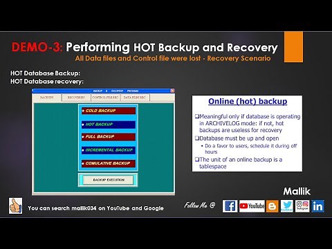 DEMO-3: HOT Backup and Recovery || All Data files and Control file were lost - Recovery Scenario